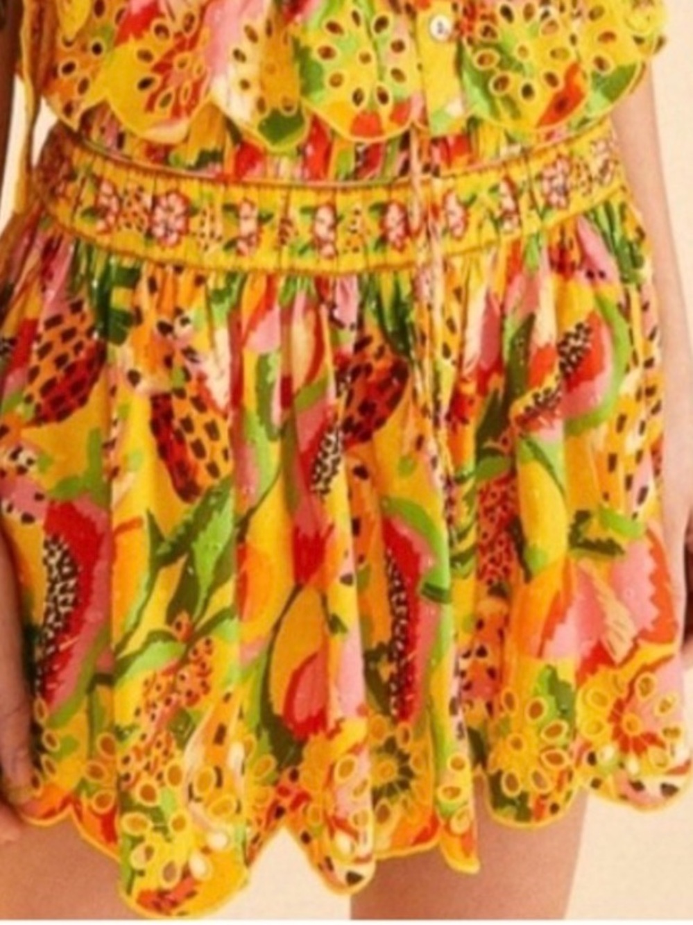 FARM Rio Yellow Fruits Paradise Mini Skirt Small